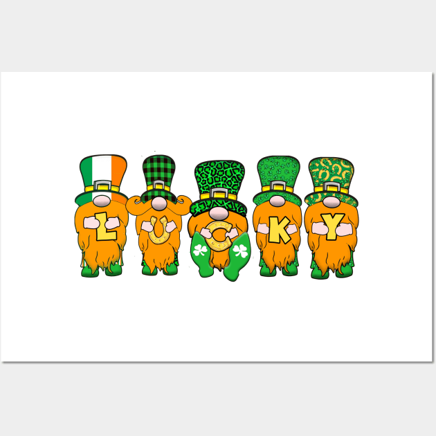 5 Cute Irish Gnomes Leprechauns Lucky Green Shamrocks Wall Art by Kdeal12